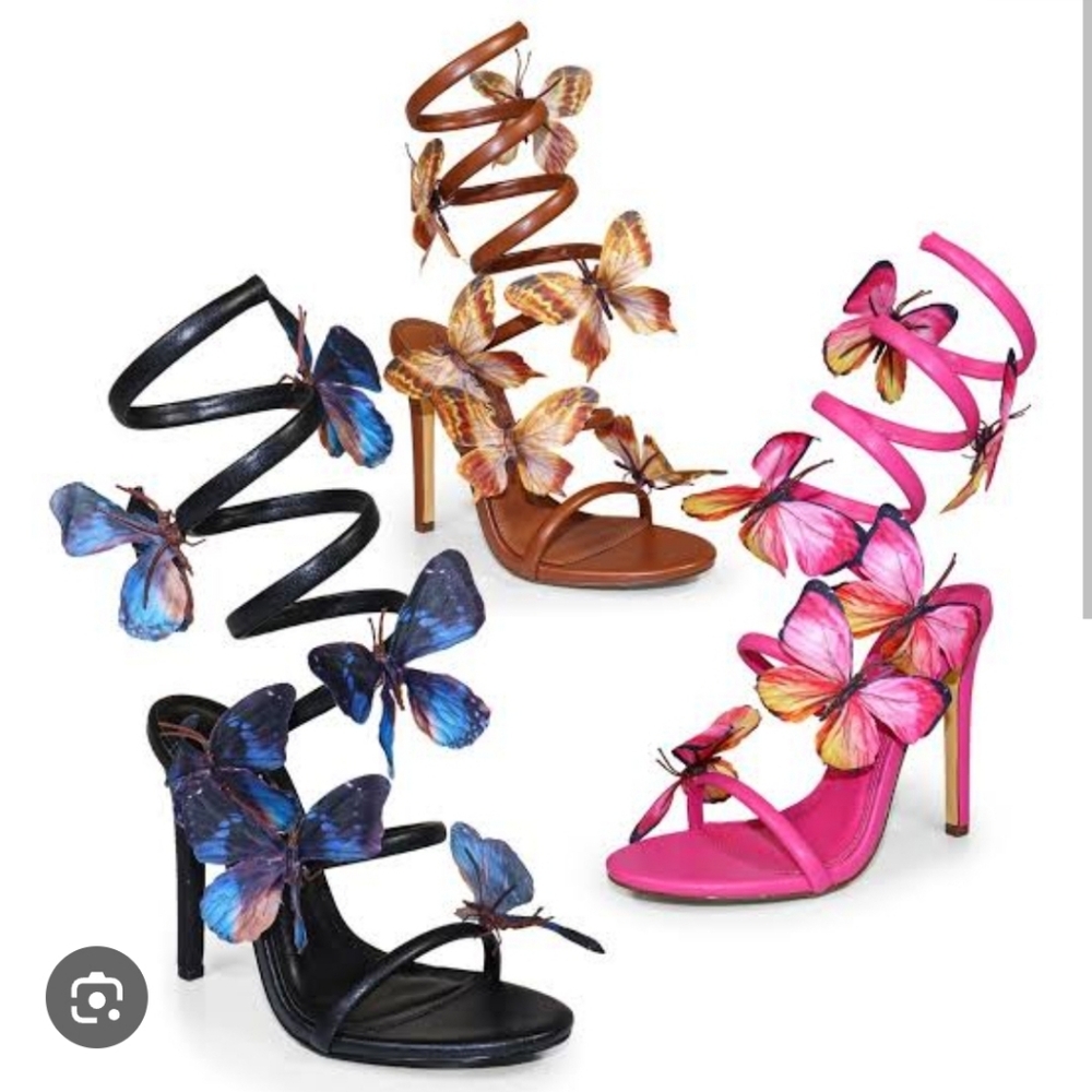 Liliana Butterfly Nikia 237 Wraparound Black Purple Blue Heel NEW